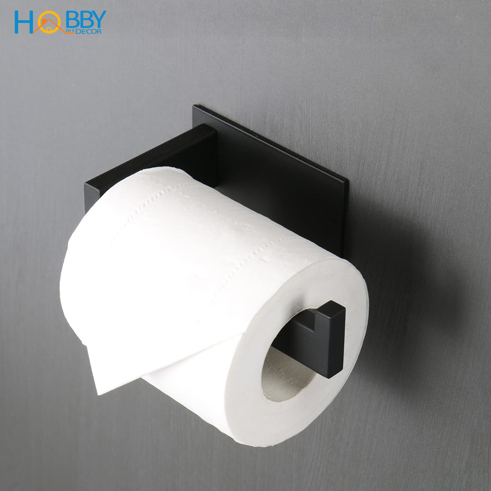 Giá treo cuộn giấy vệ sinh dán tường gạch men Hobby Home Decor G20 - Inox 304 sơn đen kèm keo dán siêu dính