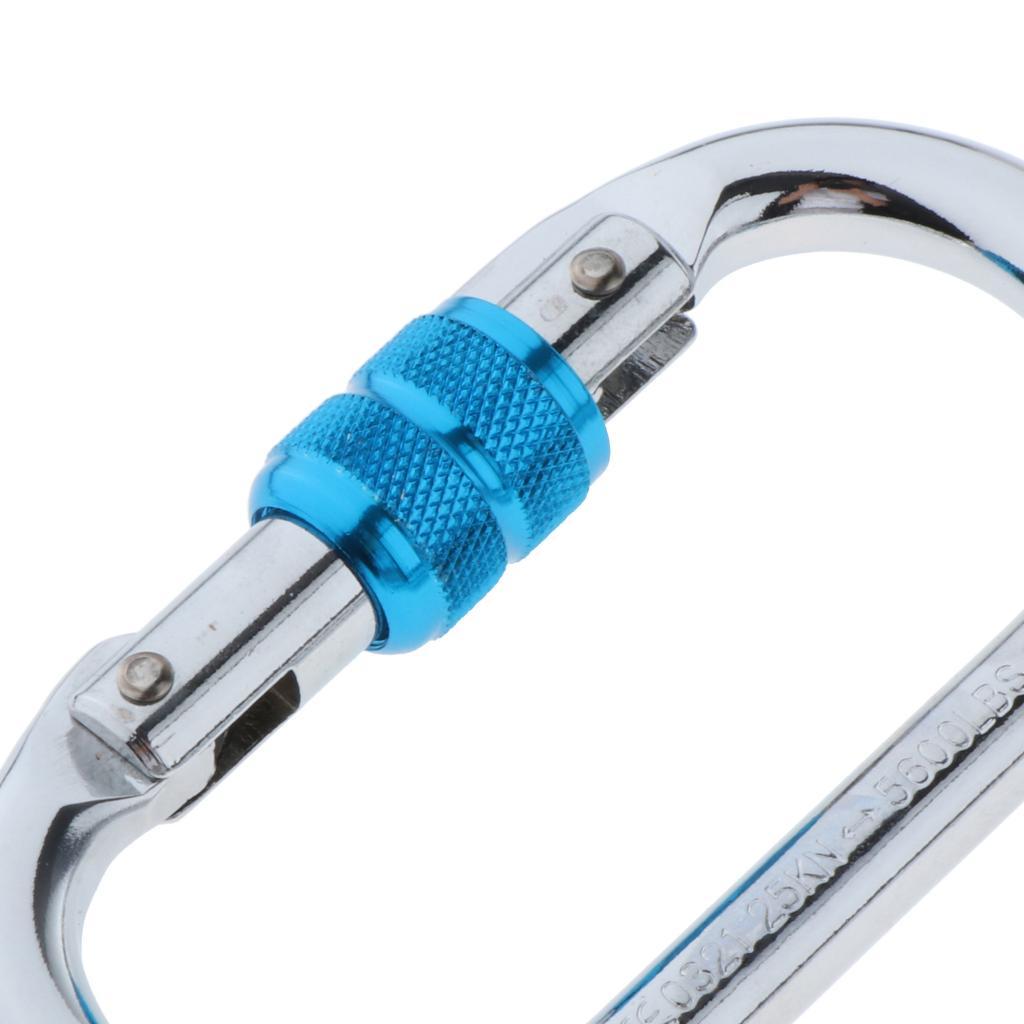 Outdoor Climbing Iron Carabiner Screw Locking  25KN for Hiking Swing