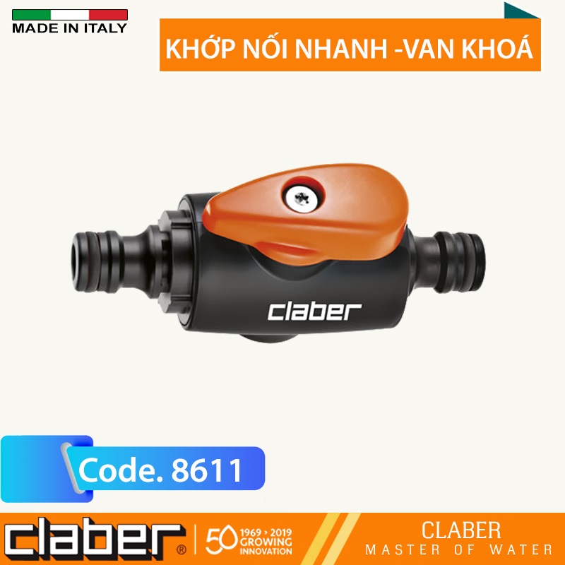 Đầu nối kèm van khóa Claber 8611