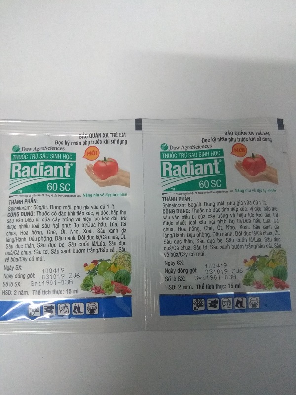 Combo 2 gói Radiant 60SC trừ bọ trĩ, các loại sâu hại cây trồng - gói 15ml