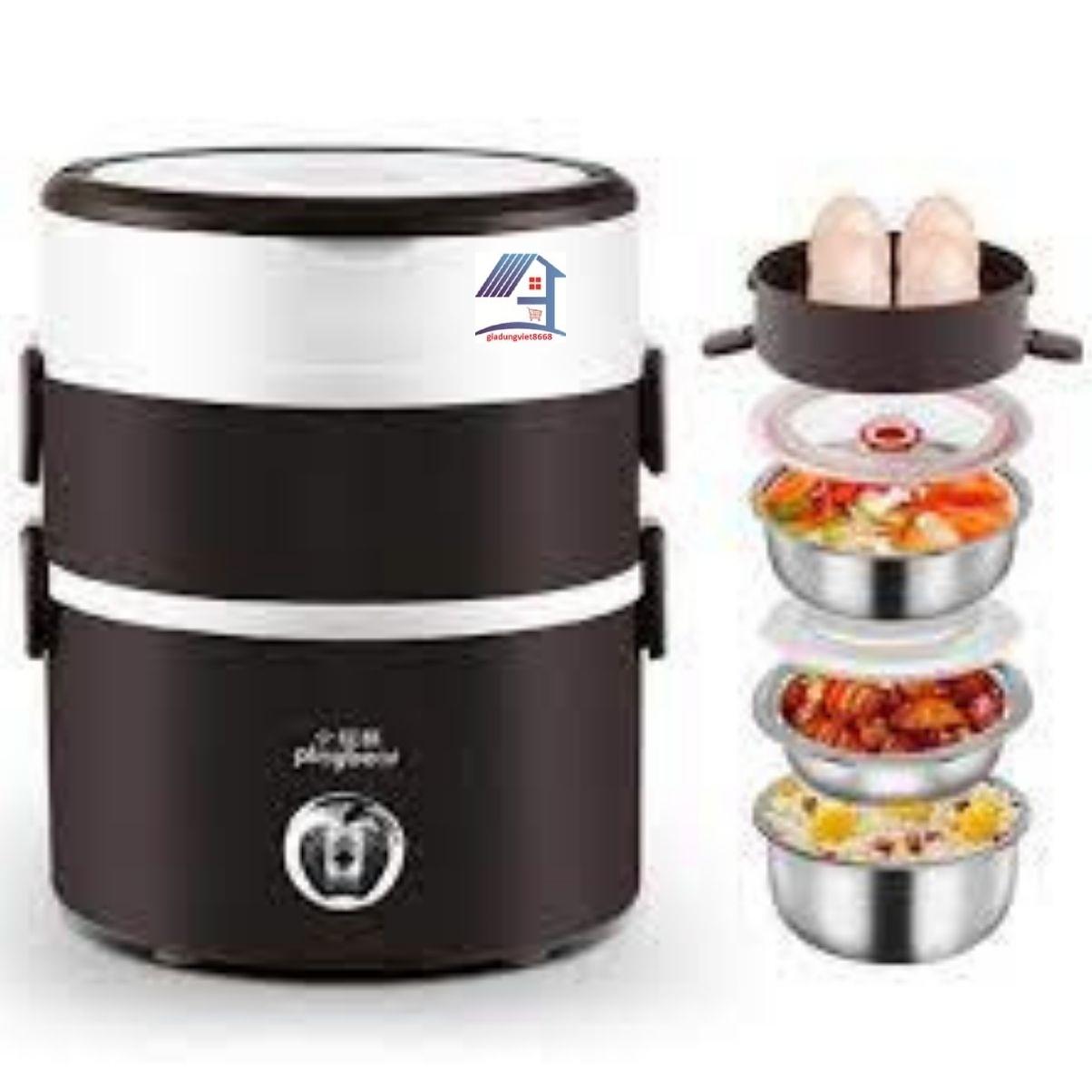 Hộp cơm giữ nhiệt 3 tầng inox cao cấp, Cặp lồng ủ cơm 3 tầng giúp hâm nóng cơm, thức ăn tiện lợi phù hợp văn phòng