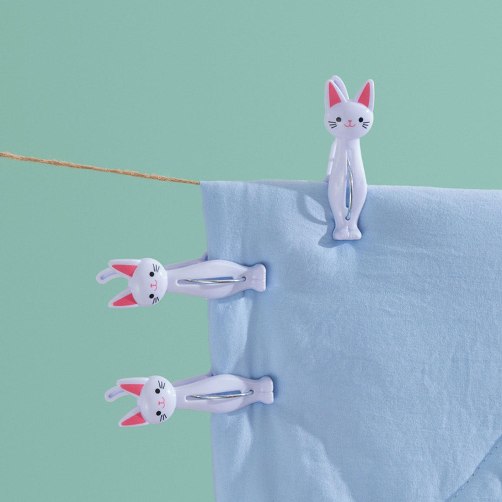 4x Cat Cartoon Clip Clothes Pin Durable Drying Rack Hanging Pegs Clamps for Laundry Camping