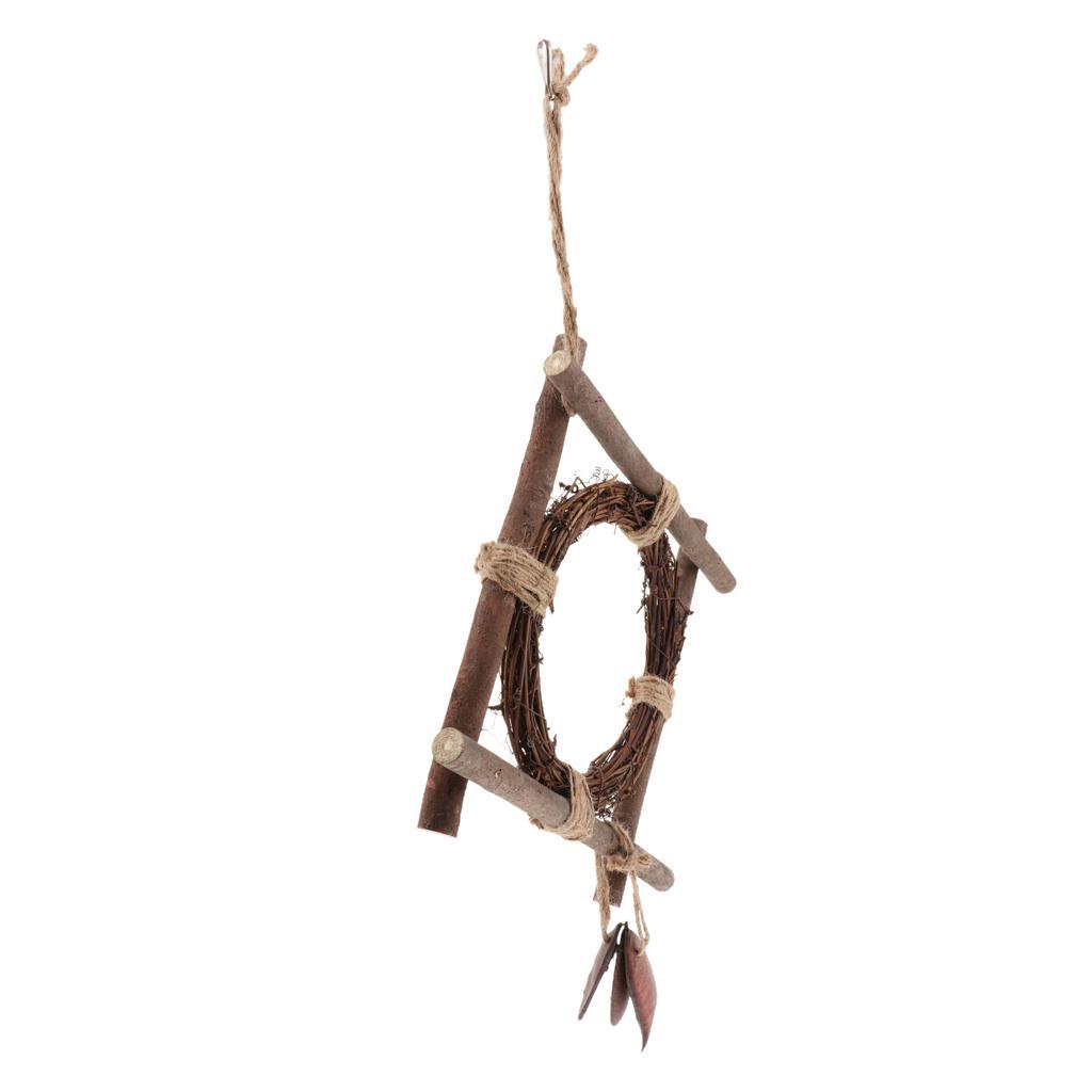 Pet Parrot Wood Rotation Stand Perches Toy Hanging Swing Toys For Bird Cage