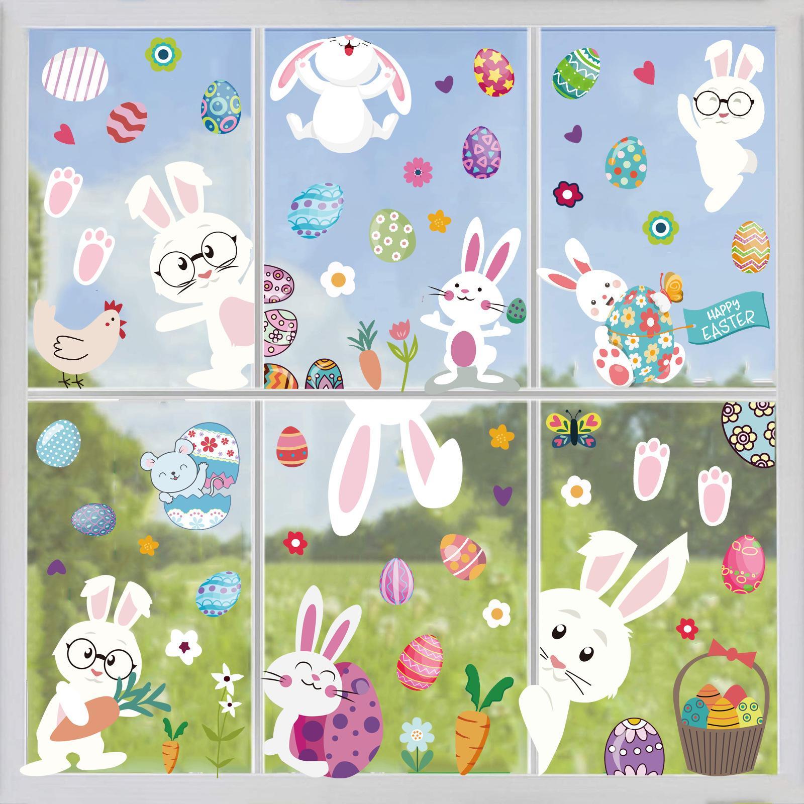 Reusable Easter Window Stickers, Static Clings Wall Decals for Decorative