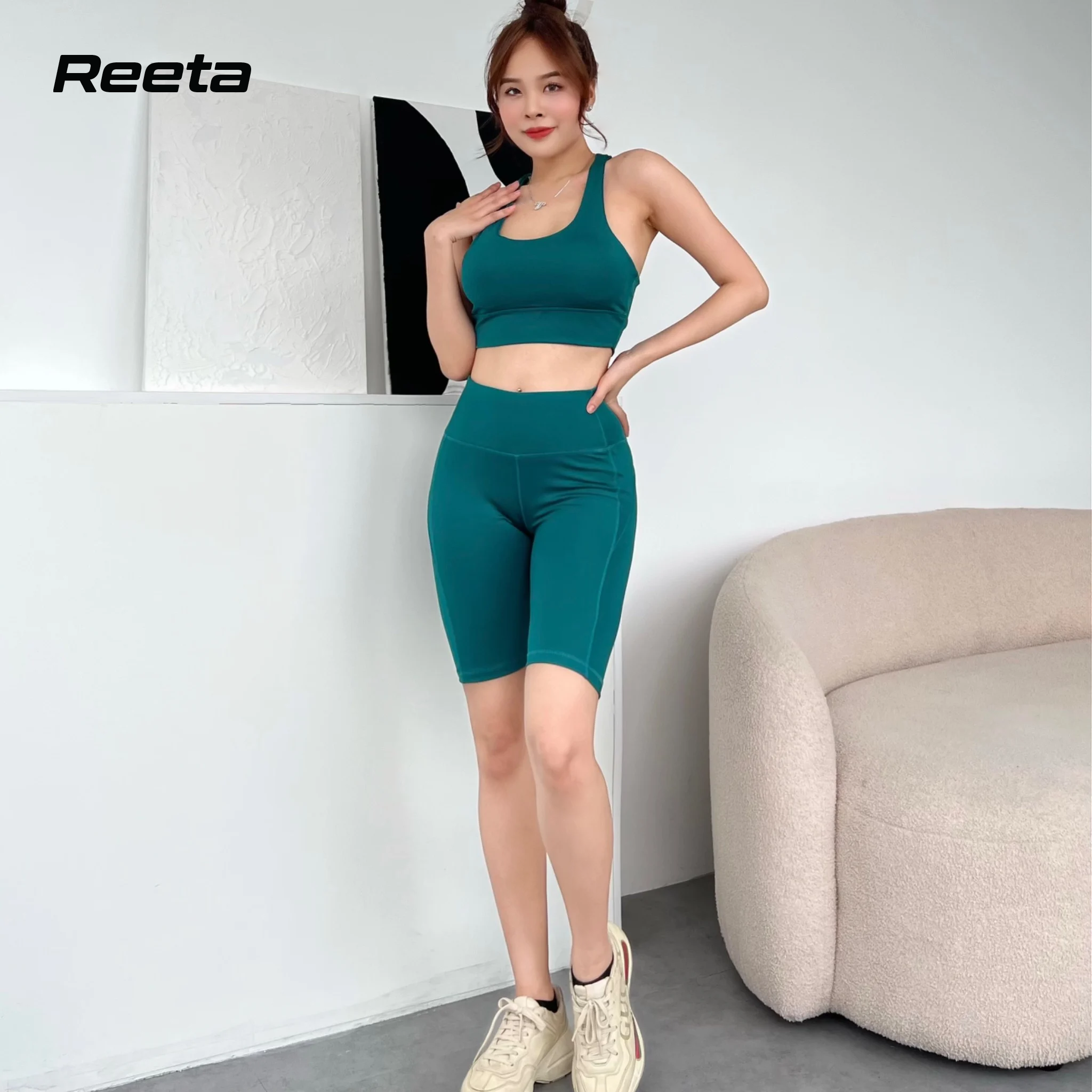 Set bộ quần áo tập gym nữ REETA bao gồm Bra + Quần Lững cực kỳ tôn dáng cho bạn tự tin tập luyện - A1761