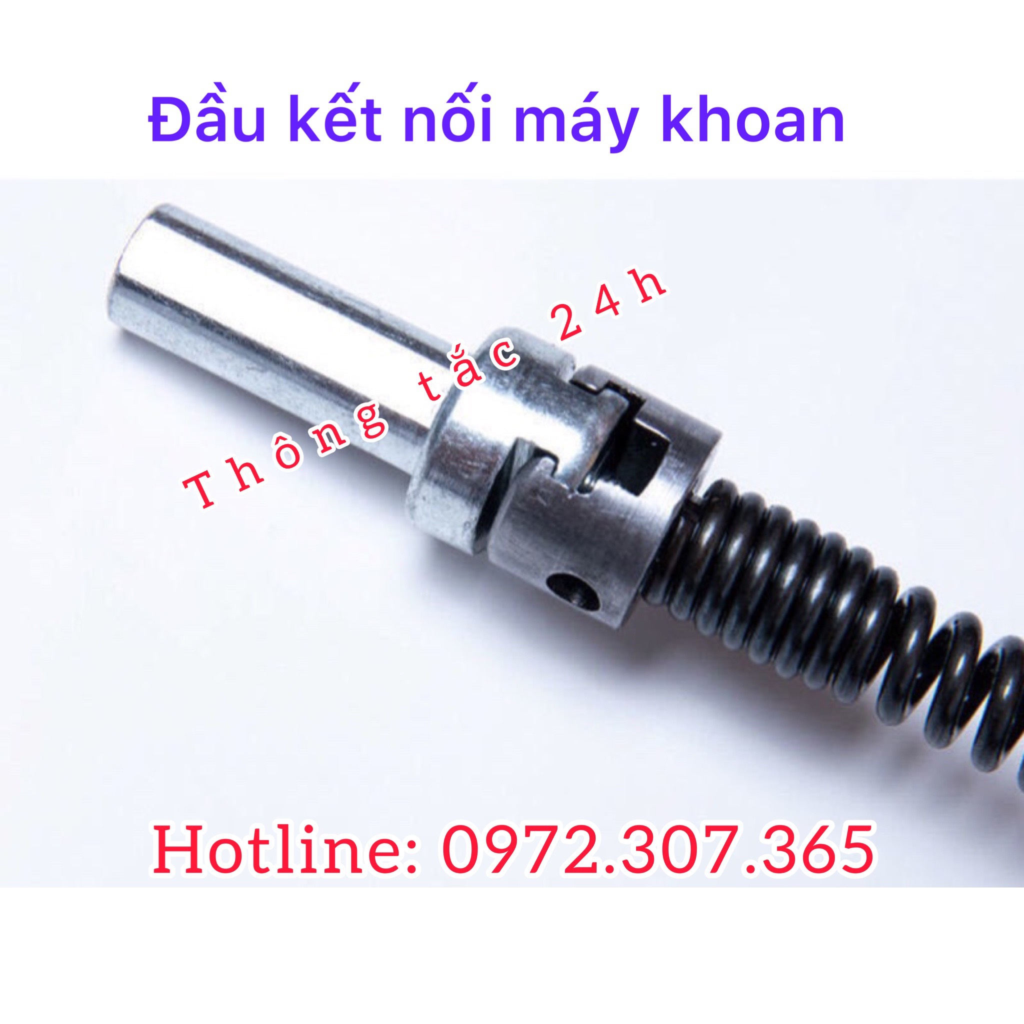 Dây thông tắc cống Ф10, dây thông nghẹt cống dùng cho máy khoan dài 5m dây lò xo + 1 đầu kết nối máy khoan