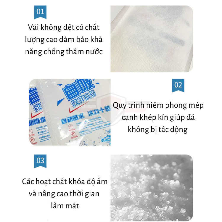 COMBO 10 Túi đá gel khô 400ml bảo quản thực phẩm, an toàn, tiện lợi - Không chảy nước - Giữ lạnh thực phẩm, đồ ăn Túi đá khô giữ nhiệt bảo quản lạnh sữa an toàn, tiện lợi
