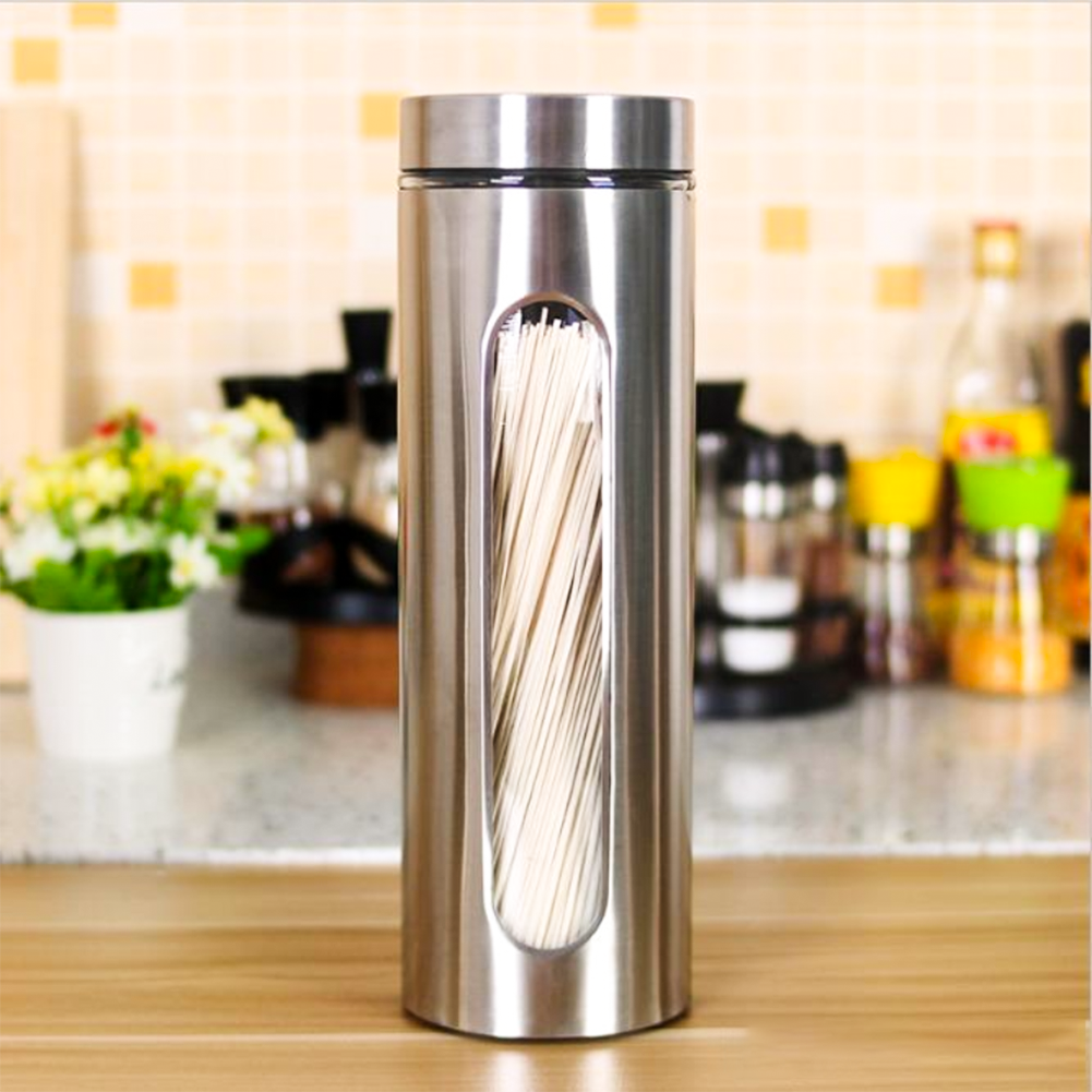 Hộp Đựng Thực Phẩm Thủy Tinh Bọc Inox Hình Trụ Tròn Gagi Mã Gh21 Sang Trọng Chống Ẩm Mốc Tốt, Dày Dặn Siêu Bền - Hàng Chính Hãng - 1800Ml