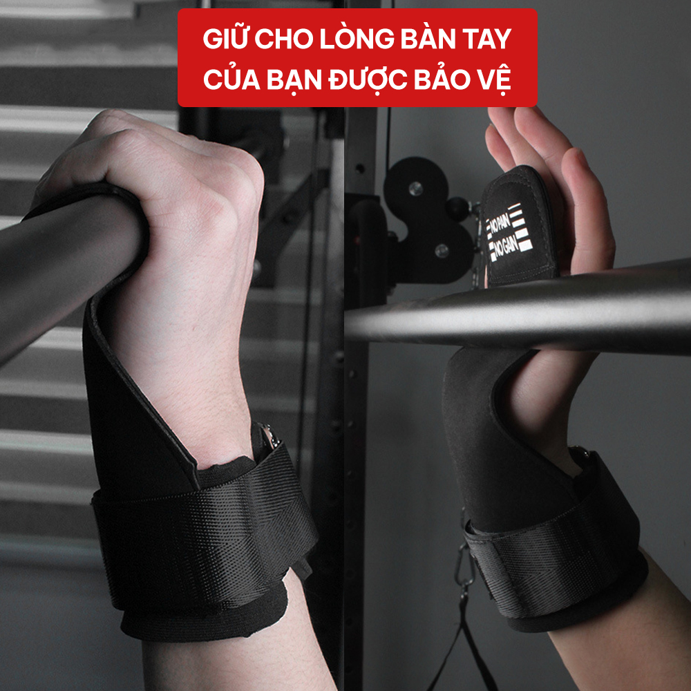 Găng tay tập Gym Lifting bảo vệ lòng bàn tay, có quấn bảo vệ cổ tay GoodFit GF208G