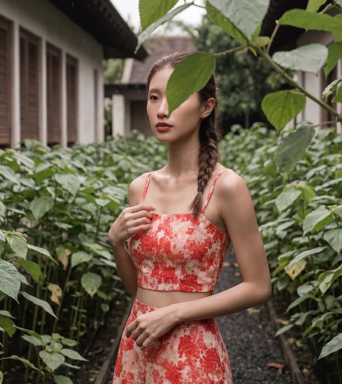 Áo Croptop Hai Dây Hoa Ramie Thanh Minh Top208 Thời trang Hity
