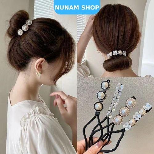 Dây bới tóc ngọc và hoa thanh lịch sang chảnh Nunam Shop