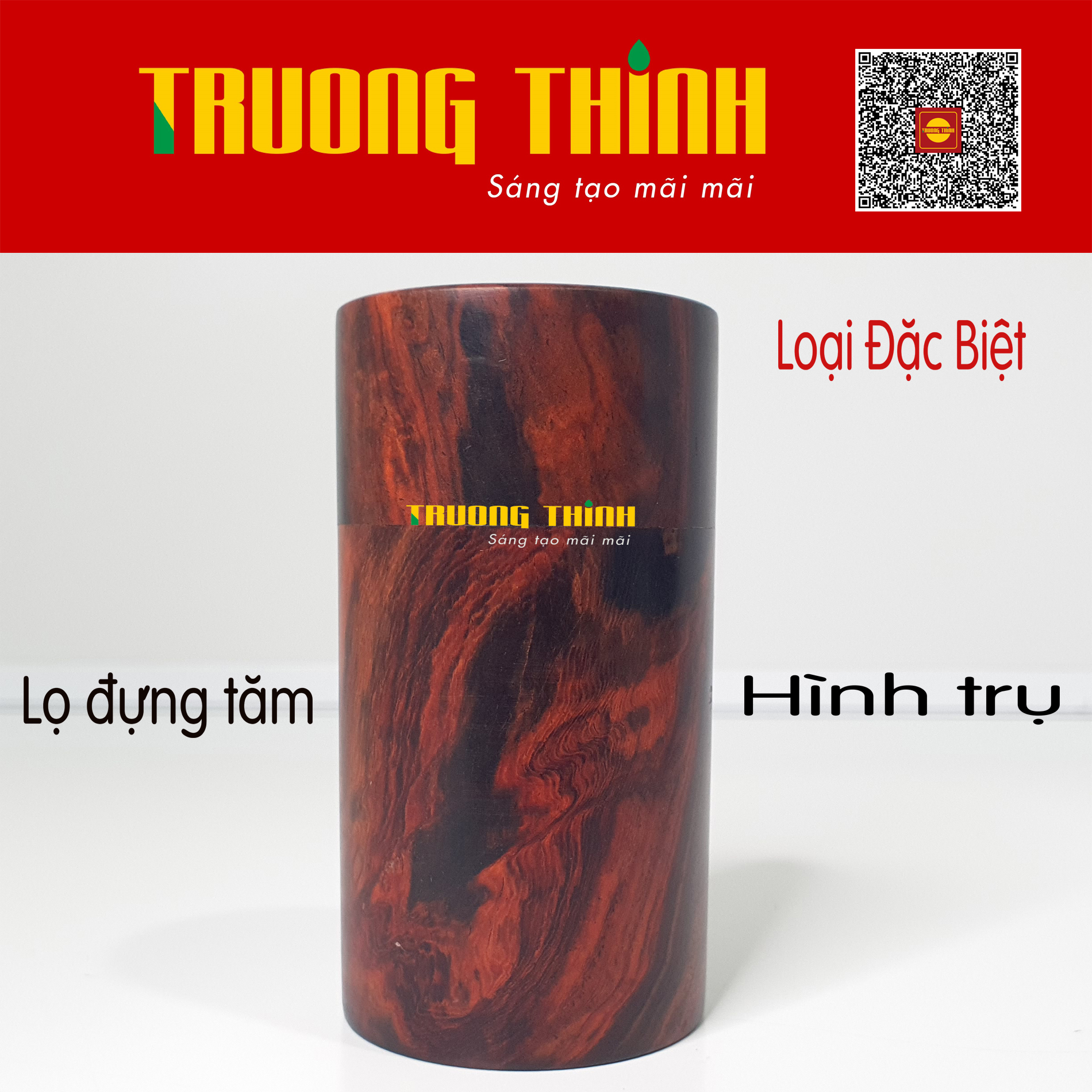 Lọ Hộp Đựng Tăm Bằng Gỗ Trắc Đỏ Đen Cao Cấp Trường Thịnh Tiện Dụng Bền Đẹp Sang Trọng Tiết Kiệm – Hình Trụ Liền Khối.