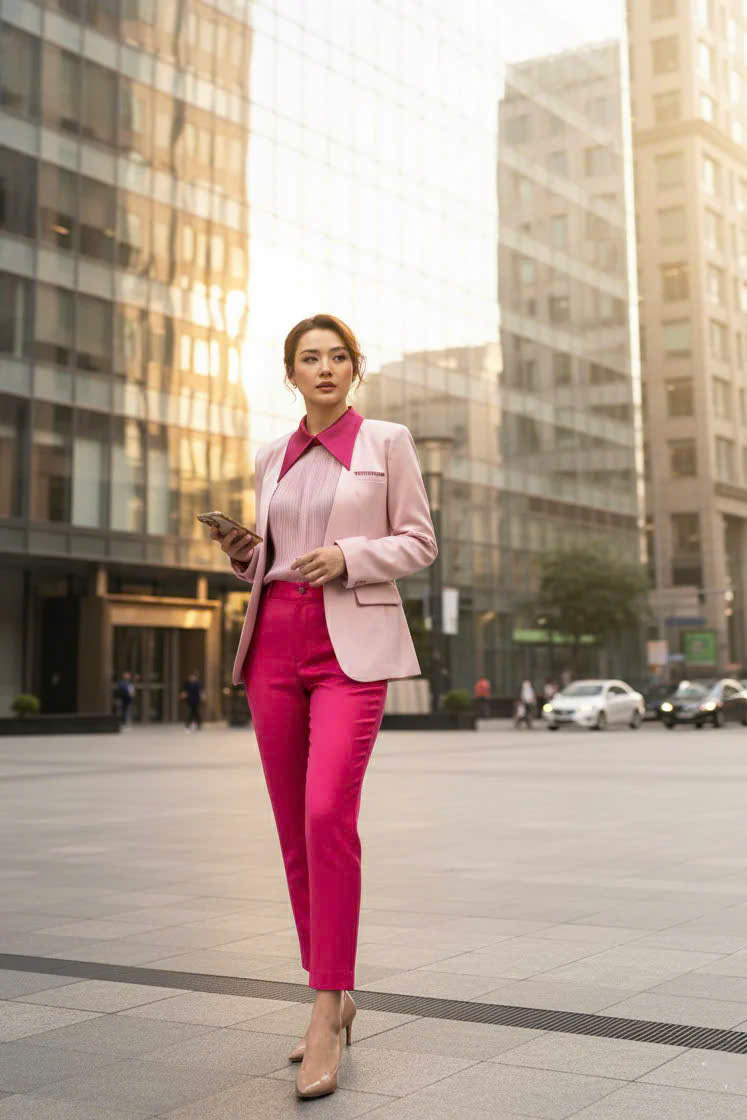 Áo Khoác Blazer, Áo vest Nữ Hồng Pastel Thêu Tay thời trang thiết kế Hity TOP237