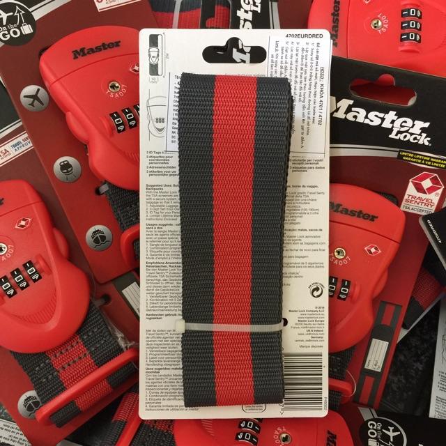 Dây Đai Vali Master Lock 4702 EURD RED Đầu khóa số có chứng nhận TSA - MSOFT