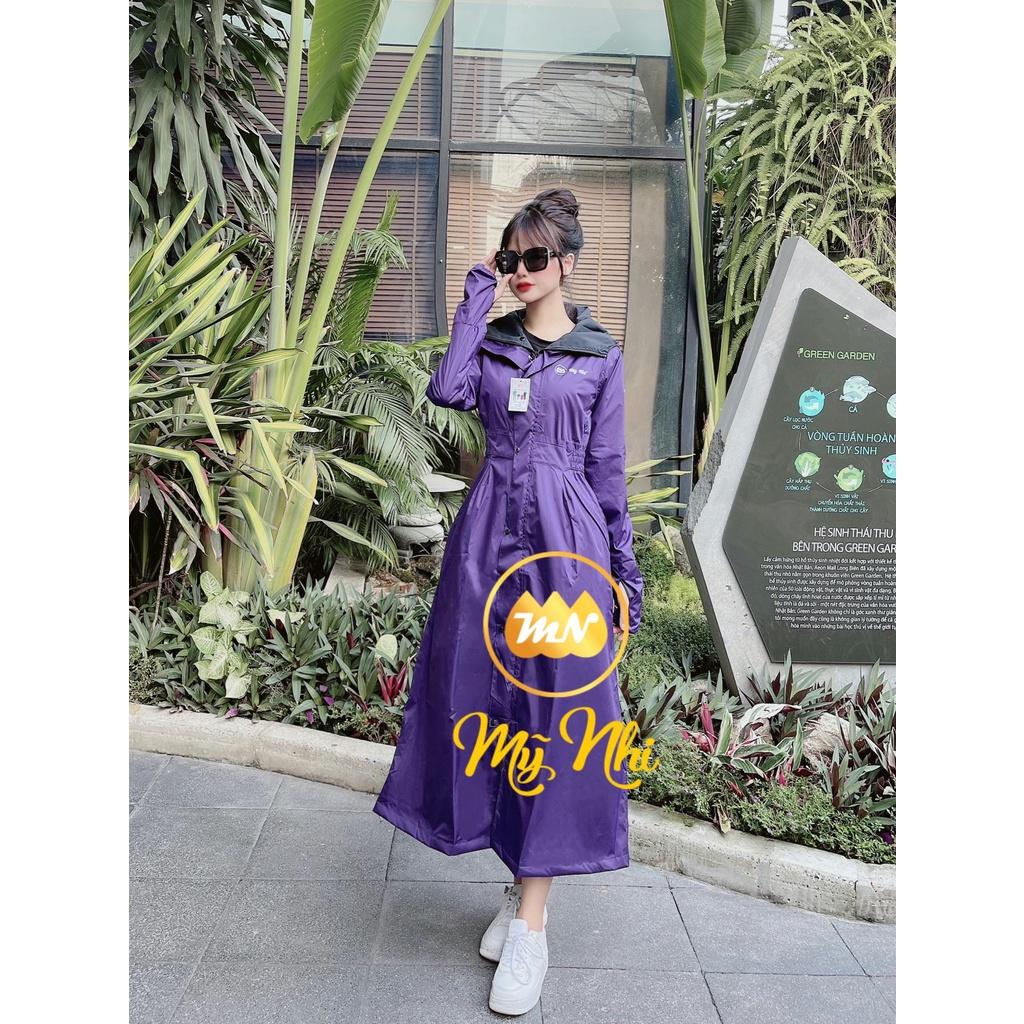 Áo mưa măng tô nữ một đầu PU 2 lớp thời trang cao cấp chống thấm chống gió lạnh - Ao mua mang to nu