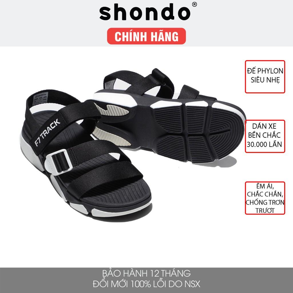 Giày sandal Shondo F7 Track nam nữ đi học đen đế trắng F7T0010