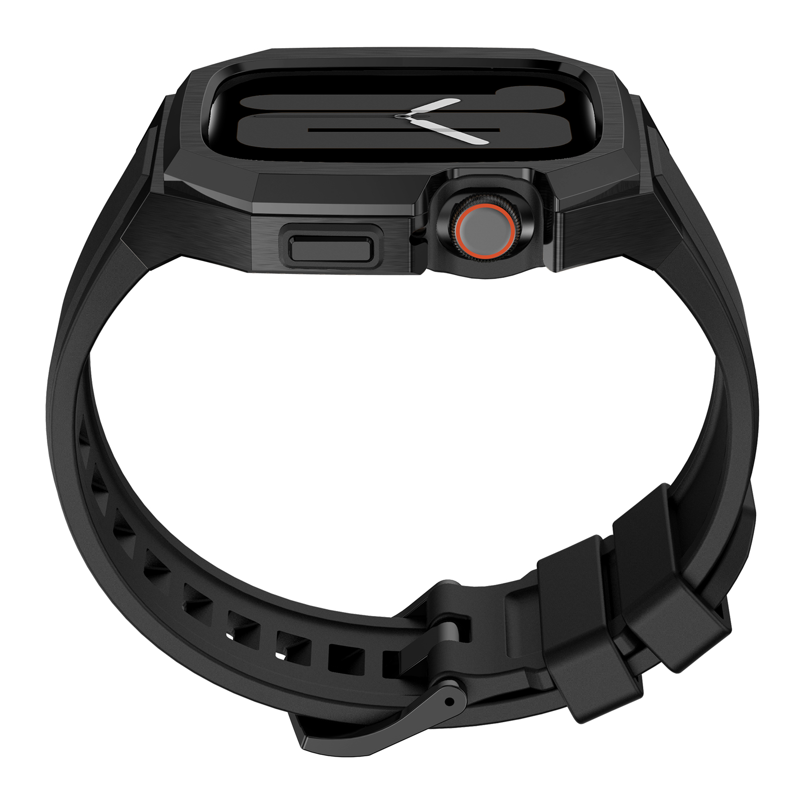 Ốp Case Vỏ Thép Không Gỉ bảo vệ tích hợp dây đeo Fluororubber cho Apple Watch Series 4/5/6/7/8/9/SE1,2 Size 44mm/45mm - Hàng Chính Hãng