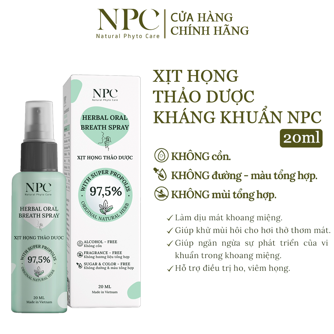 Xịt họng thảo dược NPC chai 20ml giảm đau nhanh, ngừa viêm họng