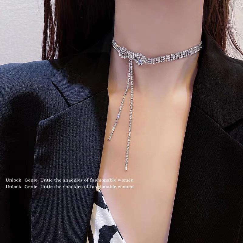 Vòng Cổ Choker Hình Nơ Đính Đá Phong Cách Hàn Quốc Sang Chảnh Mainia Shop