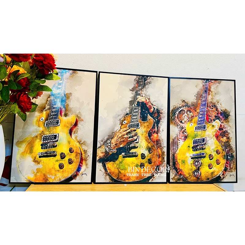 (ẢNH THẬT) Tranh treo tường âm nhạc 6 trang trí decor có sẵn khung kèm đinh treo
