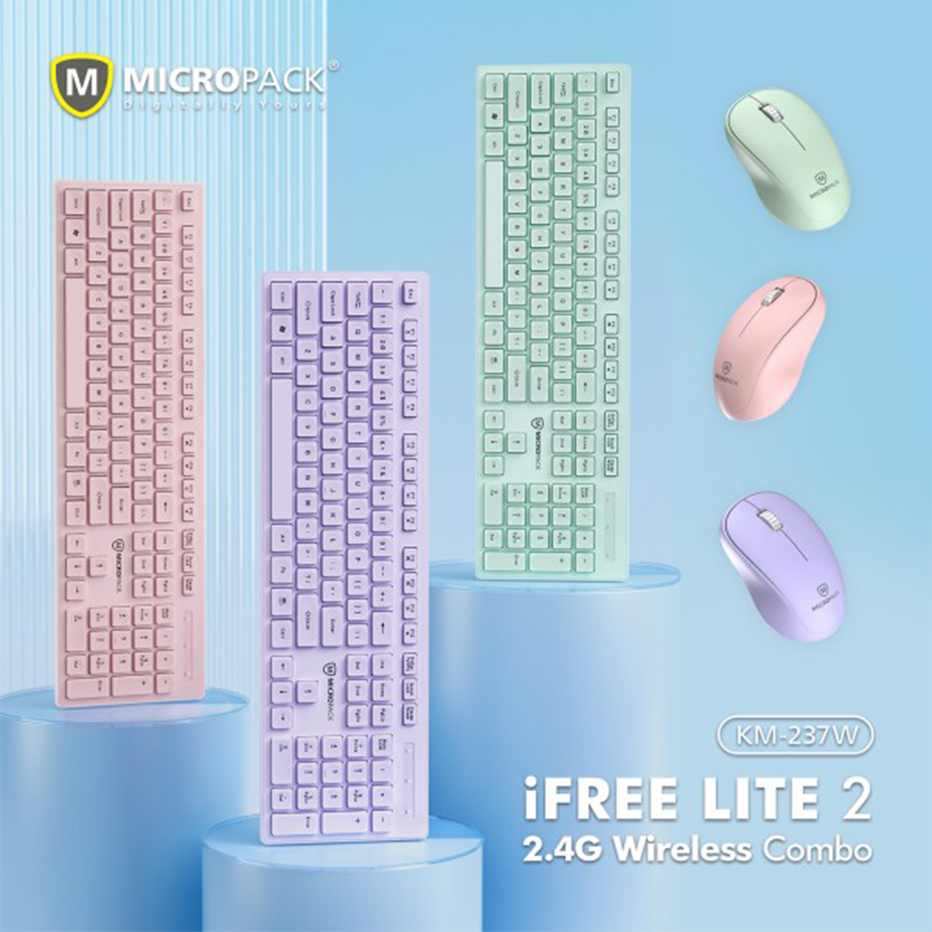 Bộ bàn phím chuột không dây MicroPack iFREE LITE 2 KM-237W - Hàng Chính Hãng