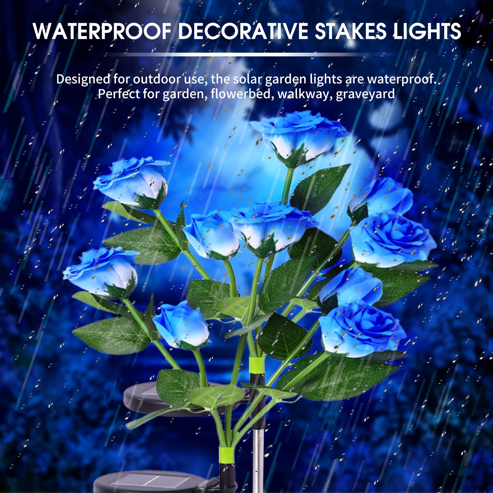 Set 2 Nhánh Đèn Led Rgb Ngoài Trời Kiểu Dáng 5 Bông Hoa Hồng Chống Nước