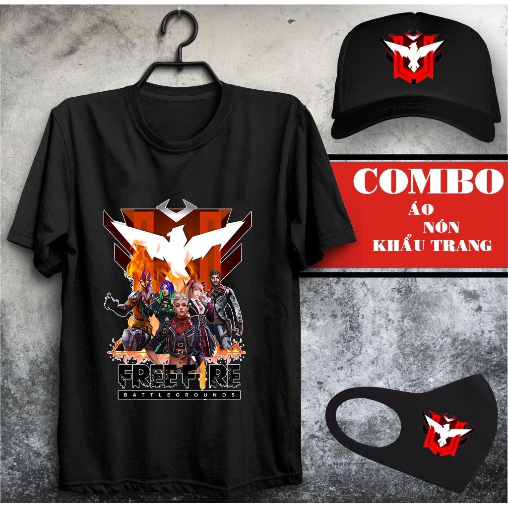 BST Combo Áo Thun Free Fire Màu Đen Rank Huyền Thoại -+ Đại kiến tướng kèm nón khẩu trang FF Cực Đẹp