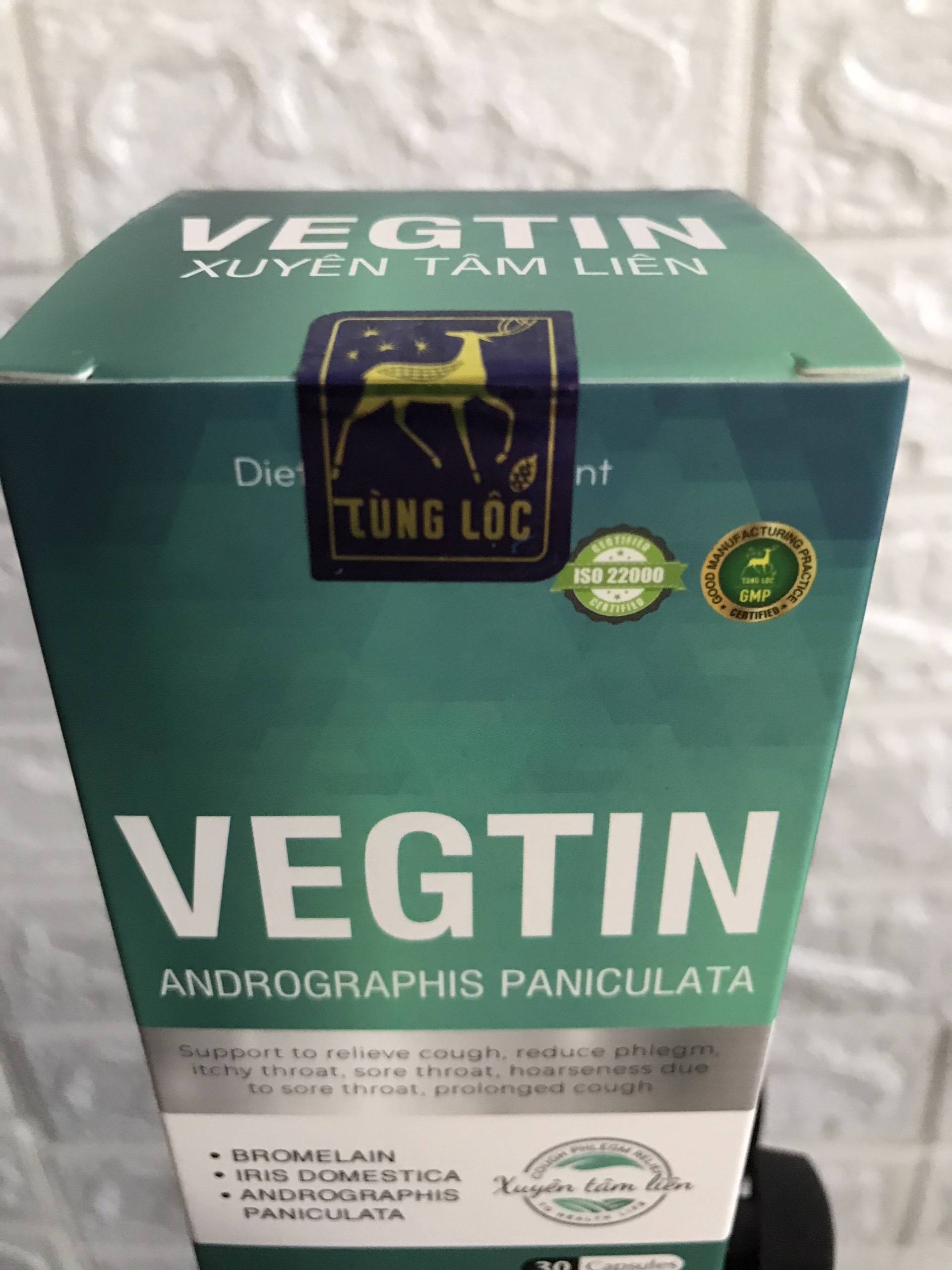 Viên Uống Vegtin Xuyên Tâm Liên ICOPHAR - Hỗ Trợ Giảm Ho, Giúp Phòng Ngừa Vi Khuẩn, Virut, Tăng Sức đề kháng (Lọ 30 Viên)