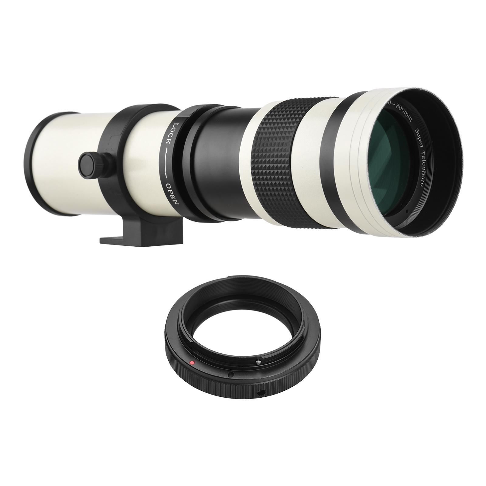 Camera MF Super Telephoto Zoom Lens F/8.3-16 420-800mm T Mount with Adapter Ring Universal 1/4 Thread for Canon