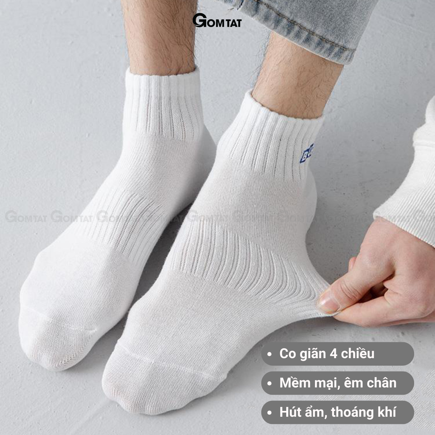 Set 5 đôi tất vớ nam cổ ngắn GOMTAT cao cấp mẫu Bug, chất liệu cotton mềm mại thoáng mát cực êm chân - CNCC-BUG