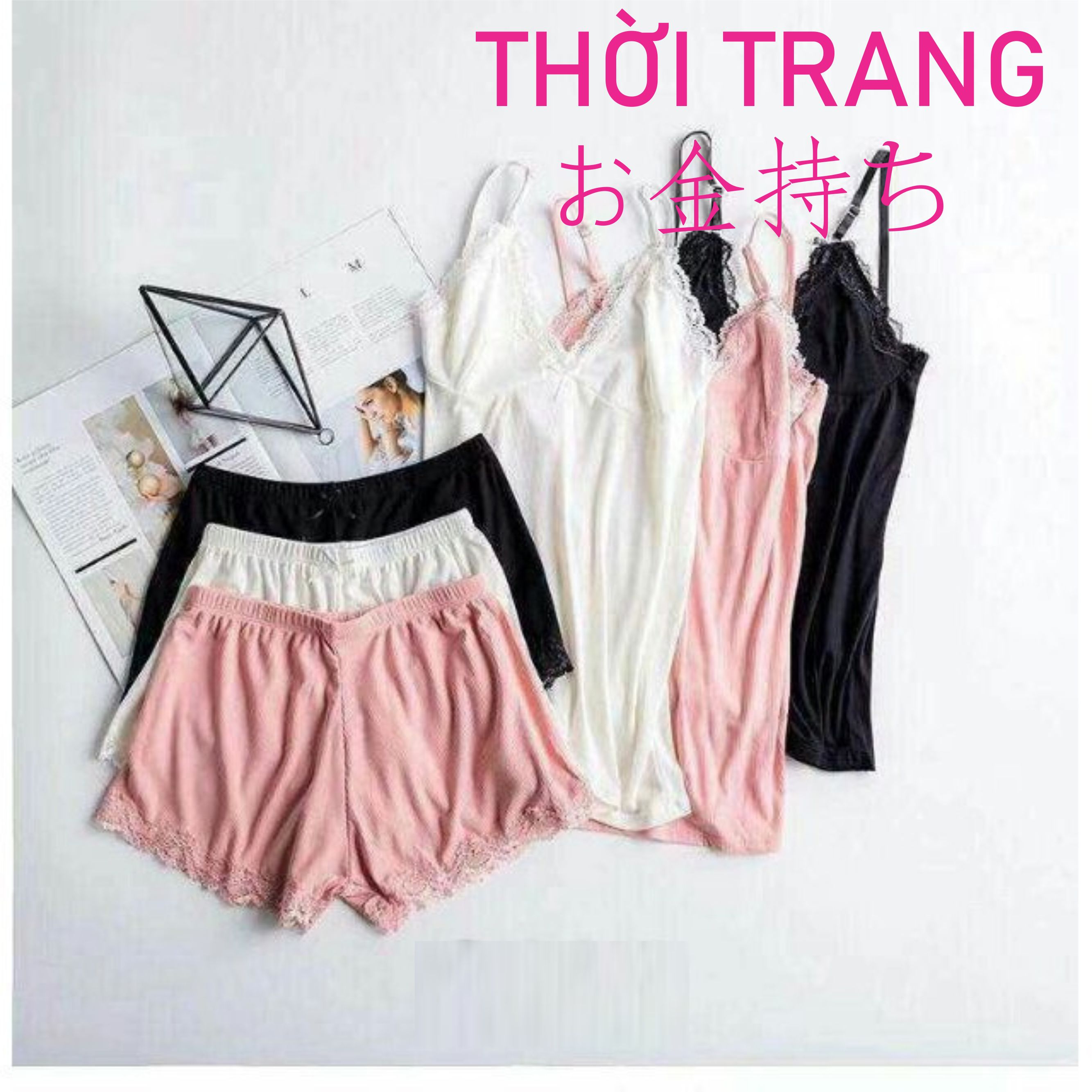 thời trang nữ set ngủ 2 dây phối ren siêu xinh