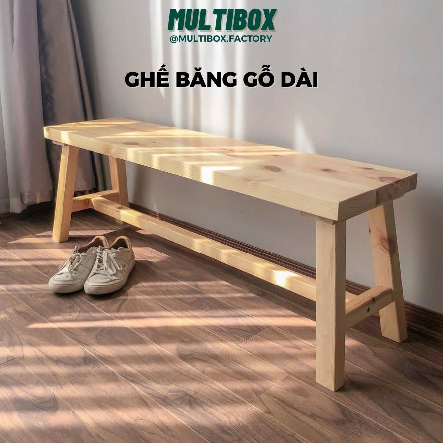 Ghế Băng Dài Gỗ Thông Tự Nhiên Multibox,  Ghế Ngồi Hành Lang Dài, Ghế Bench Decor Ban Công