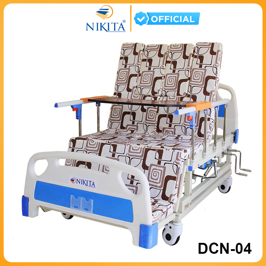 Giường bệnh cao cấp - DCN04 - Nâng đầu, nâng hạ chân, nghiêng trái phải, có chổ để bô - Chính hãng NIKITA