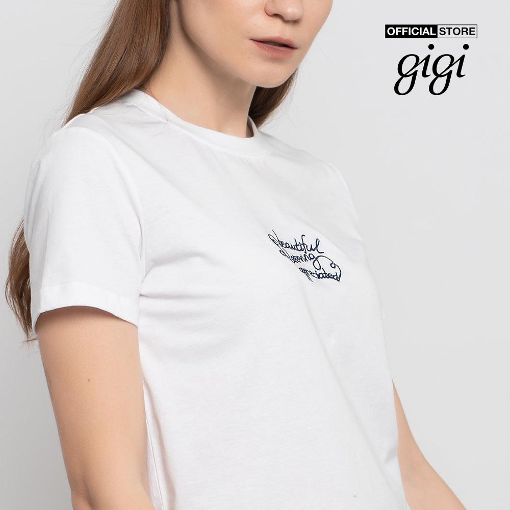 GIGI - Áo thun nữ ngắn tay cổ tròn phối chữ in thời trang G1203A211256