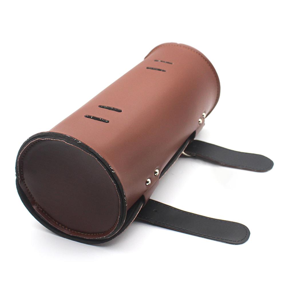 Brown Leather Front Fork Motorcycle 12" Tool Bag Organiser Pouch for