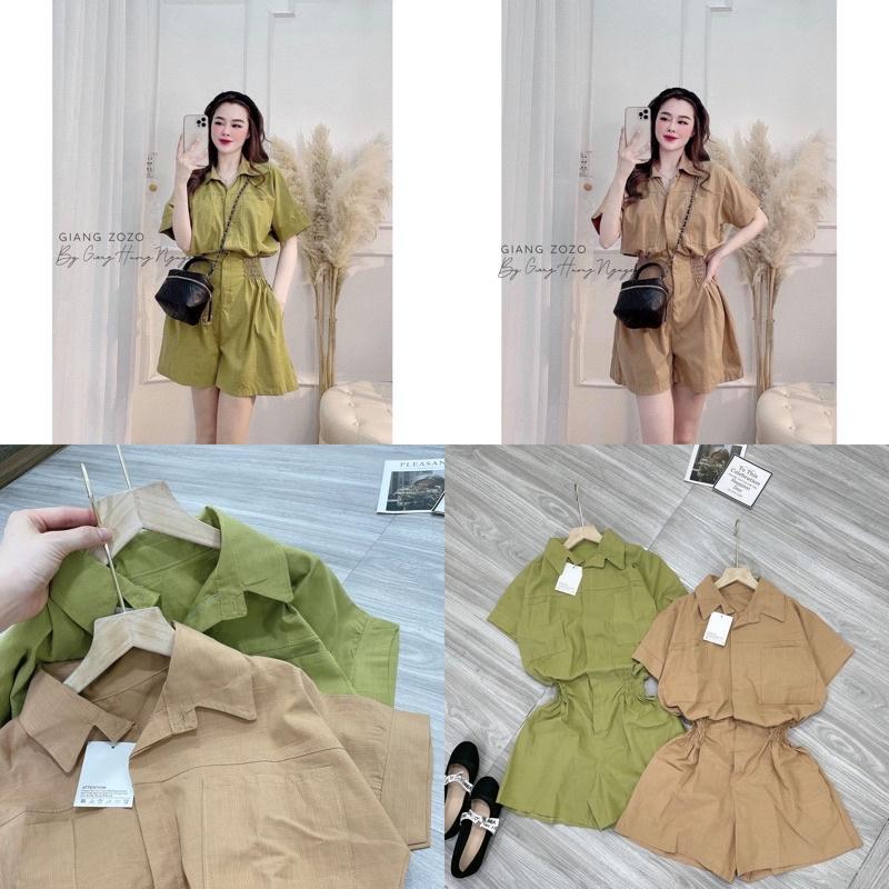 Bộ đũi tay bèo cổ vuông dáng jumtsuit quần cộc áo rời set đi biển dạo phố (SE007