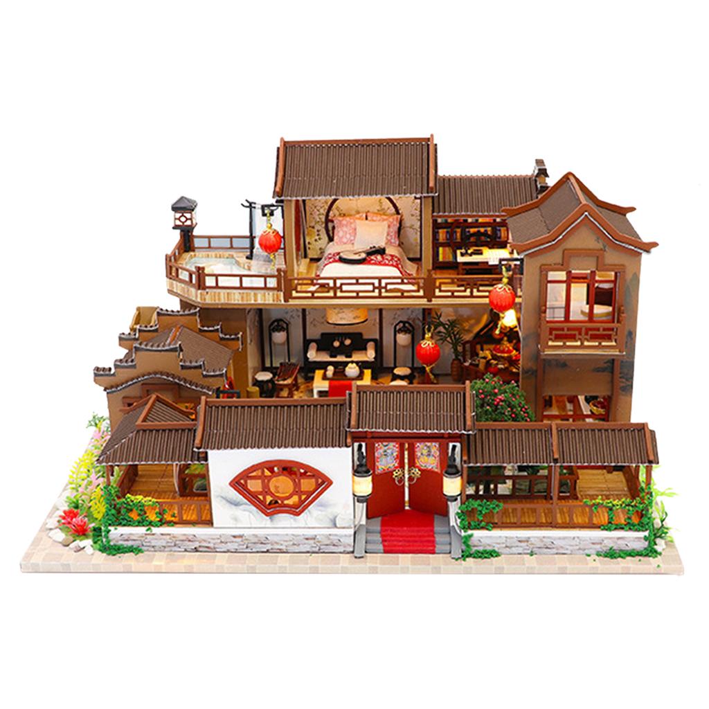 Creative Dollhouse Furniture Chinese Cottage Handmade Children With Light