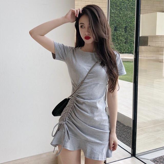 Váy Body Tay Ngắn Rút Dây Bên Sườn Siêu Xinh LH12