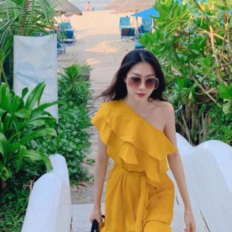 Đầm bèo lệch vai đuôi cá có 4 màu có ảnh thật FREESIZE