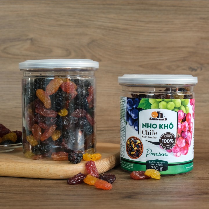 Nho khô mix Chile hộp 250g - Hoàn toàn tự nhiền, size jumbo, mềm dẻo