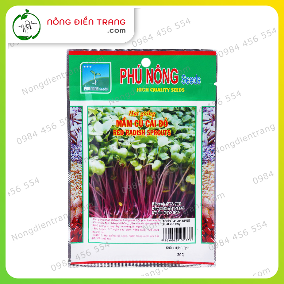 Hạt giống mầm củ cải đỏ ITALIA Phú Nông - Gói 30g - Nảy mầm nhanh, phát triển khỏe VTNN Nông Điền Trang