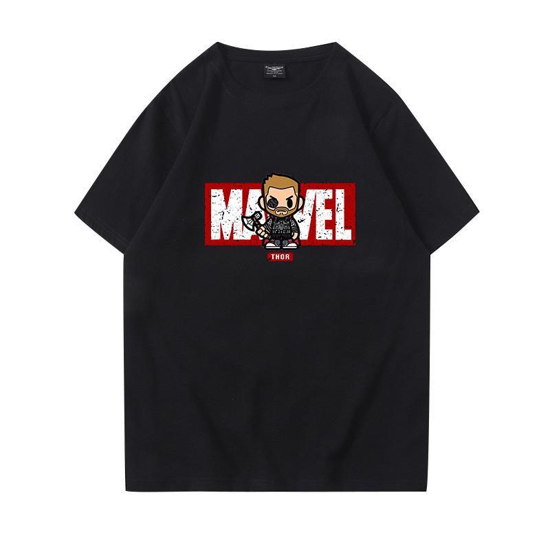 Áo thun siêu anh hùng Marvel 1 tay lỡ form rộng unisex nam nữ