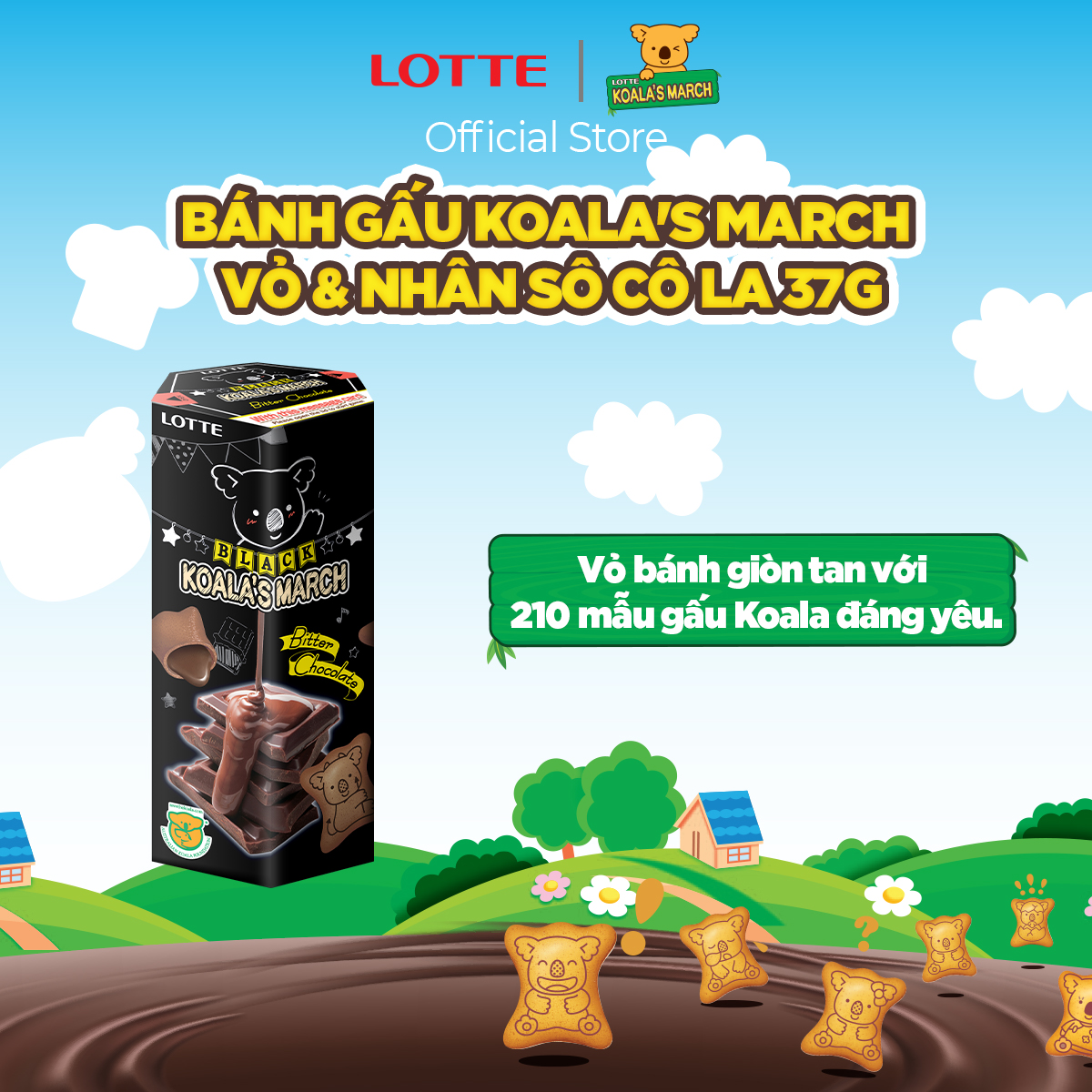 Combo 6 hộp Bánh gấu Koala's March vỏ và nhân sô cô la 37 g