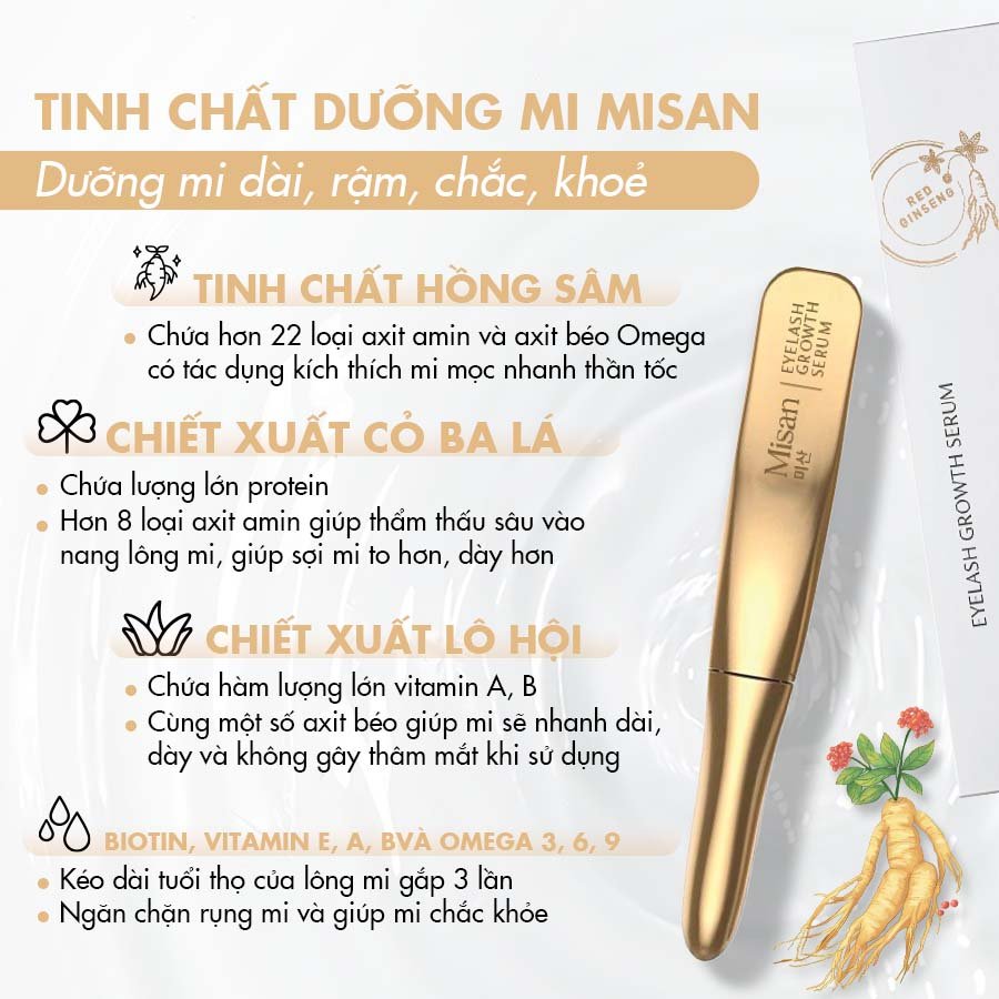 Tinh Chất Dưỡng Mi Misan 5ml dưỡng mi dài và dày, cải thiện tình trạng mi thưa, dễ gãy rụng