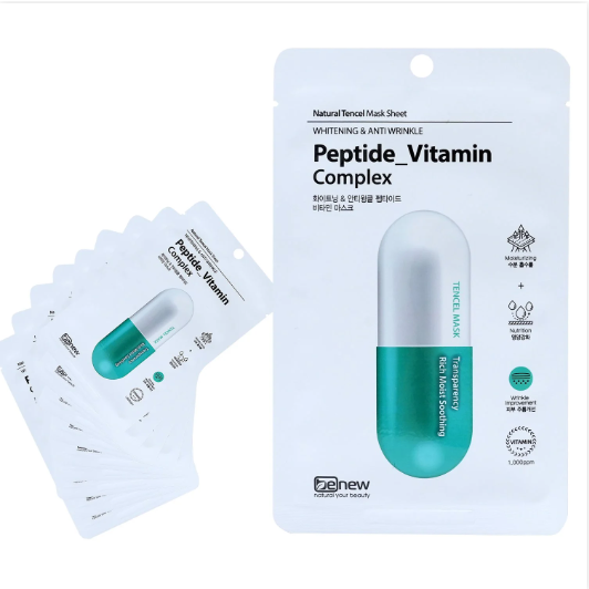 Hộp 10 miếng mặt nạ Peptide cao cấp Hàn Quốc BENEW - Peptide Vitamin Complex mờ/ giảm nếp nhăn dưỡng trắng da