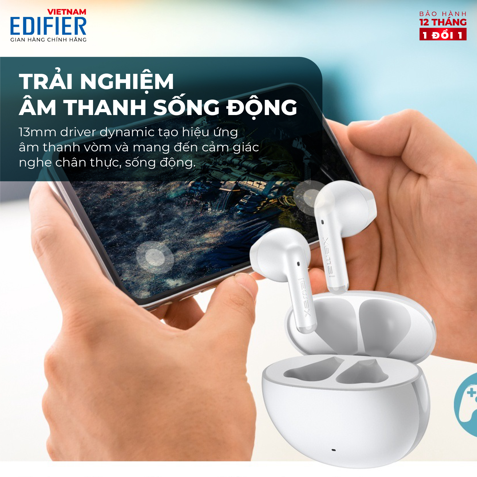 Tai nghe Bluetooth 5.1 EDIFIER X2 Thời lượng pin 28 giờ Chống nước IP54 Chế độ chống ồn chơi game - Hàng chính hãng