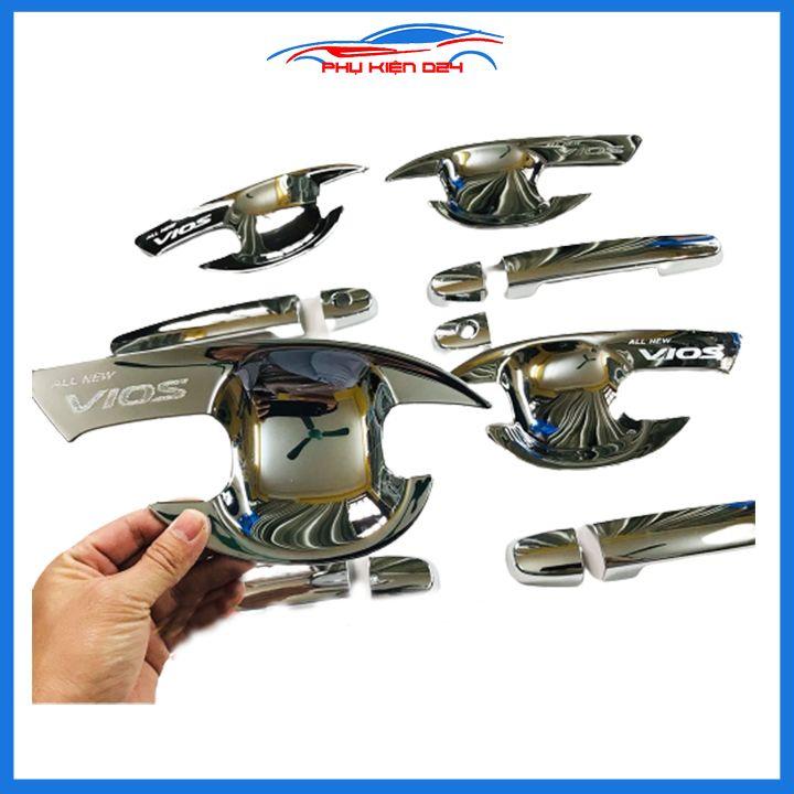 Ốp tay hõm Vios 2014-2018 vân cacbon/mạ crom chống trầy bảo vệ cửa xe ô tô