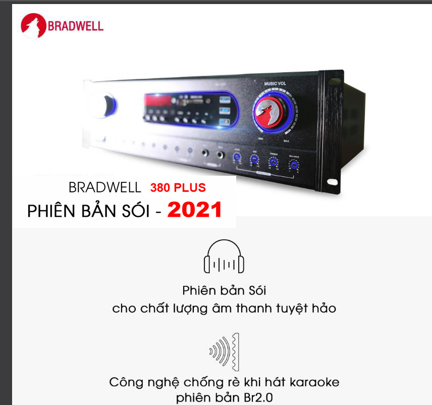 Amply karaoke Bradwell BR380 PLUS Hàng Chính Hãng