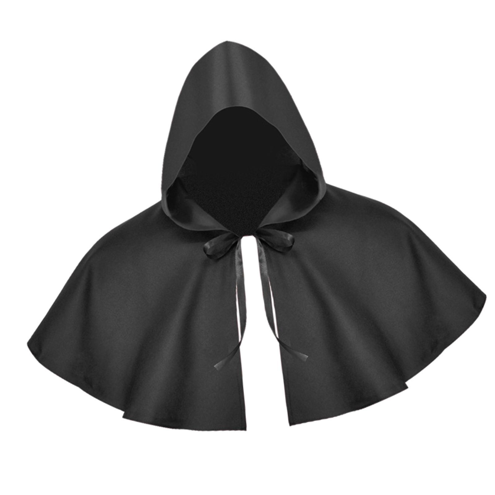 Halloween Cloak Witch Cape Cosplay Unisex Party Gothic Shawl Props Medieval Hooded Cape Hat for Fancy Dress Stage Performance