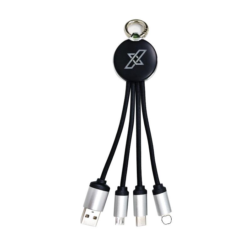 Cáp dữ liệu ba trong một logo phát sáng thuận lợi nhất dẫn cáp sạc quà tặng sáng cáp truyền dữ liệu một đến ba cáp dữ liệu